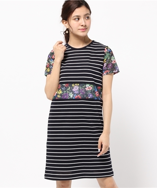 Khaju（カージュ）の「Khaju:フラワーレース×ボーダーワンピース□（ワンピース・レディース・ホワイト/グレー/ネイビー・ONE SIZE）」の12枚目の写真