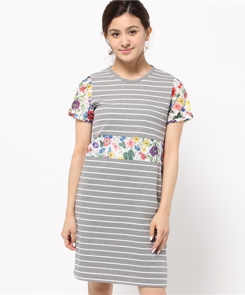 Khaju（カージュ）の「Khaju:フラワーレース×ボーダーワンピース□（ワンピース・レディース・ホワイト/グレー/ネイビー・ONE SIZE）」の13枚目の写真