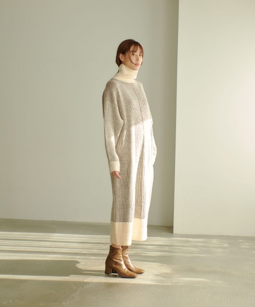 marjour(マージュール)の「STRIPE TURTLE KNIT ONEPIECE(ワンピース・レディース・モカ・M)」の9枚目の写真