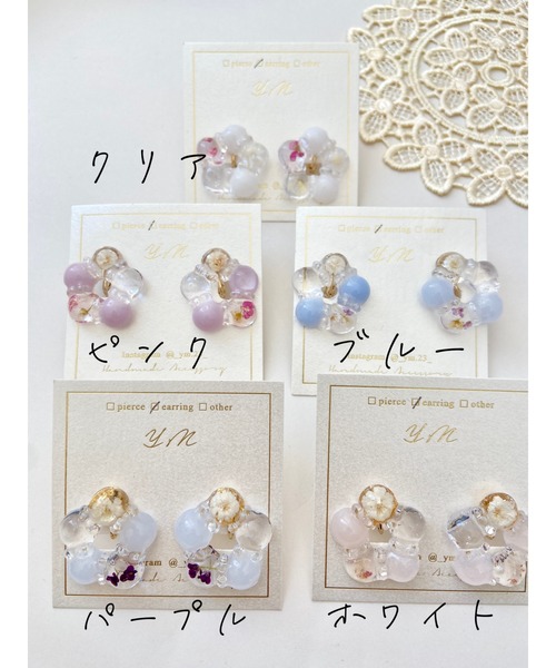 tone(トーン)の「【YM】お花リース/レジン ステンレスイヤリング(MA)(イヤリング・レディース・パープル/ホワイト/ピンク/ブルー/クリア・FREE)」の9枚目の写真