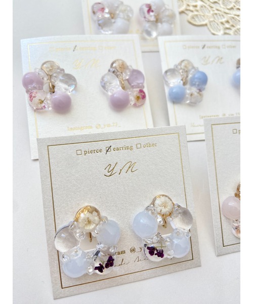 tone(トーン)の「【YM】お花リース/レジン ステンレスイヤリング(MA)(イヤリング・レディース・パープル/ホワイト/ピンク/ブルー/クリア・FREE)」の6枚目の写真