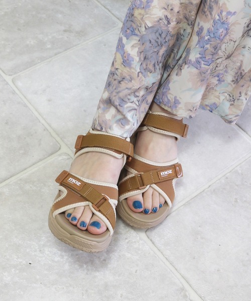 ブラウン⭕ スポーツサンダル 23cm　バックル付き 楽天市場】【Clearance!】モズ ワンポイント ダブルベルト 厚底