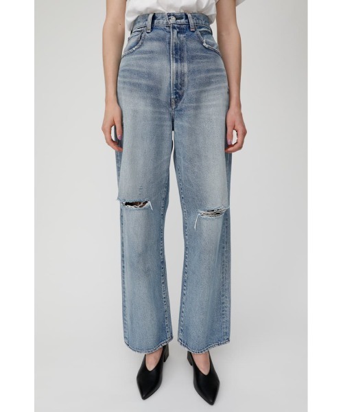 MOUSSY(マウジー)の「HW CRASH LOOSE STRAIGHT(デニムパンツ・レディース・ブルー・26inch/25inch/23inch/24inch)」の1枚目の写真