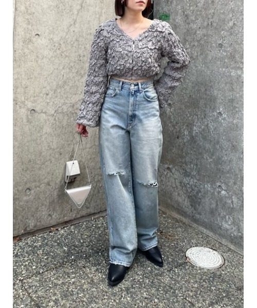MOUSSY(マウジー)の「HW CRASH LOOSE STRAIGHT(デニムパンツ・レディース・ブルー・26inch/25inch/23inch/24inch)」の13枚目の写真