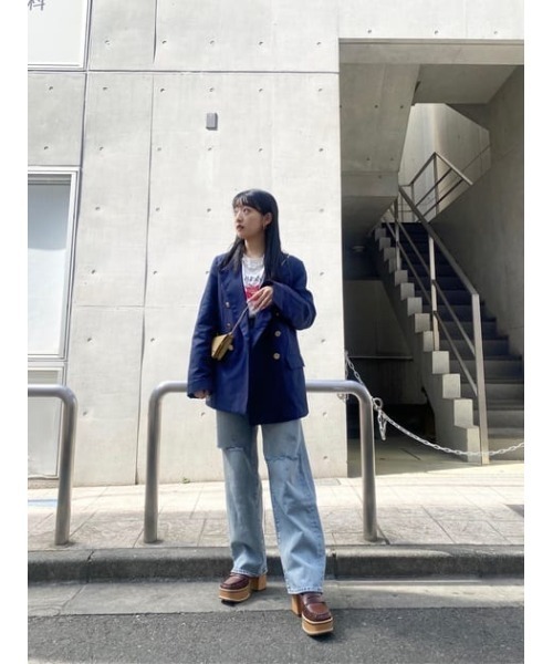 MOUSSY(マウジー)の「HW CRASH LOOSE STRAIGHT(デニムパンツ・レディース・ブルー・26inch/25inch/23inch/24inch)」の14枚目の写真