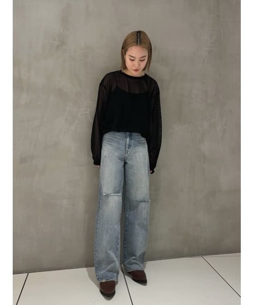 MOUSSY(マウジー)の「HW CRASH LOOSE STRAIGHT(デニムパンツ・レディース・ブルー・26inch/25inch/23inch/24inch)」の15枚目の写真