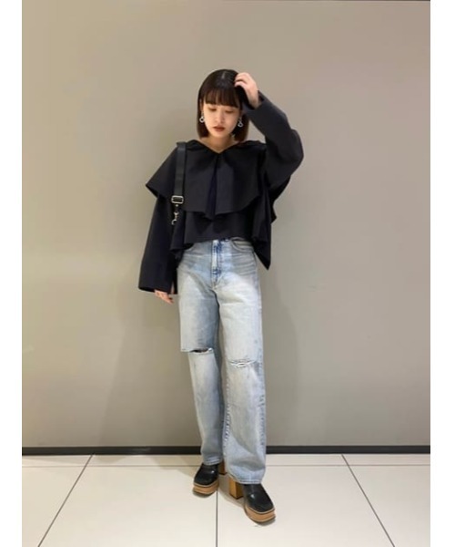 MOUSSY(マウジー)の「HW CRASH LOOSE STRAIGHT(デニムパンツ・レディース・ブルー・26inch/25inch/23inch/24inch)」の16枚目の写真