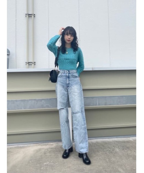 MOUSSY(マウジー)の「HW CRASH LOOSE STRAIGHT(デニムパンツ・レディース・ブルー・26inch/25inch/23inch/24inch)」の18枚目の写真