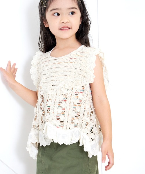 MAKE YOUR DAY(メイクユアデイ)の「かぎ編みニットベスト■90~140cm対応(ベスト・キッズ・アイボリー・S/M/L)」の7枚目の写真