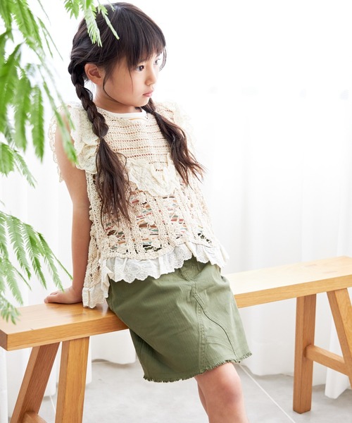 MAKE YOUR DAY(メイクユアデイ)の「かぎ編みニットベスト■90~140cm対応(ベスト・キッズ・アイボリー・S/M/L)」の3枚目の写真