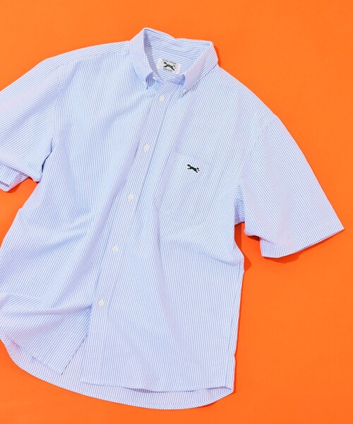 TOWNCRAFT（タウンクラフト）の「TOWN CRAFT/タウンクラフト 別注 ボタンダウンシャツ/ワンポイント 半袖シャツ（シャツ/ブラウス・メンズ・ホワイト/ライトグレー/サックスブルー/その他/ストライプ/チェック・MEDIUM/LARGE）」の5枚目の写真