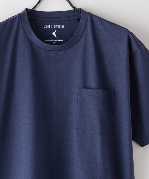 LB/S (エルビーエス)の「汗染みの目立ちにくいTシャツ ZEROSTAIN ゼロステイン 撥水性 UVカット スラブ胸ポケット付き クルーネックTシャツ(Tシャツ/カットソー・メンズ・アイボリー/ブラック/ネイビー/ブルー/スミクロ/カーキ・MEDIUM/X-LARGE/LARGE/SMALL)」の6枚目の写真