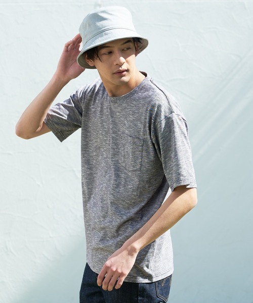 LB/S (エルビーエス)の「汗染みの目立ちにくいTシャツ ZEROSTAIN ゼロステイン 撥水性 UVカット スラブ胸ポケット付き クルーネックTシャツ(Tシャツ/カットソー・メンズ・アイボリー/ブラック/ネイビー/ブルー/スミクロ/カーキ・MEDIUM/X-LARGE/LARGE/SMALL)」の10枚目の写真