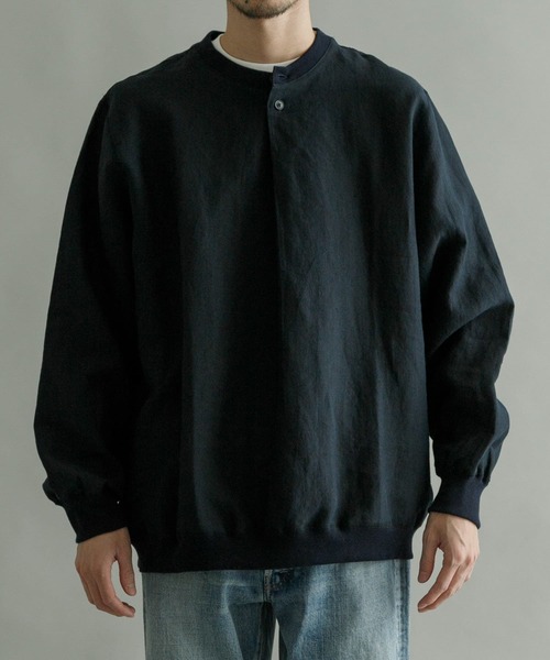 K ITO(ケーイトウ)の「K ITO 高密度-/60リネンプルオーバー(Tシャツ/カットソー・メンズ・ホワイト/ネイビー・2/3)」の8枚目の写真