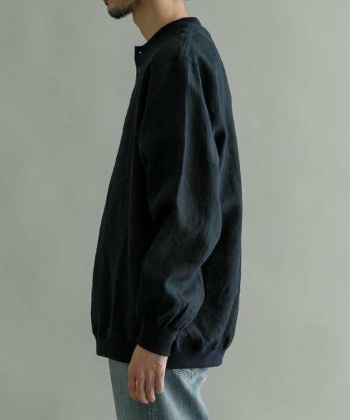 K ITO(ケーイトウ)の「K ITO 高密度-/60リネンプルオーバー(Tシャツ/カットソー・メンズ・ホワイト/ネイビー・2/3)」の9枚目の写真