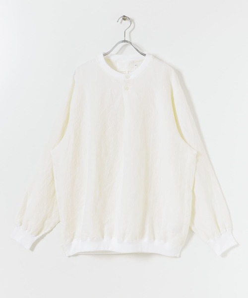 K ITO(ケーイトウ)の「K ITO 高密度-/60リネンプルオーバー(Tシャツ/カットソー・メンズ・ホワイト/ネイビー・2/3)」の11枚目の写真