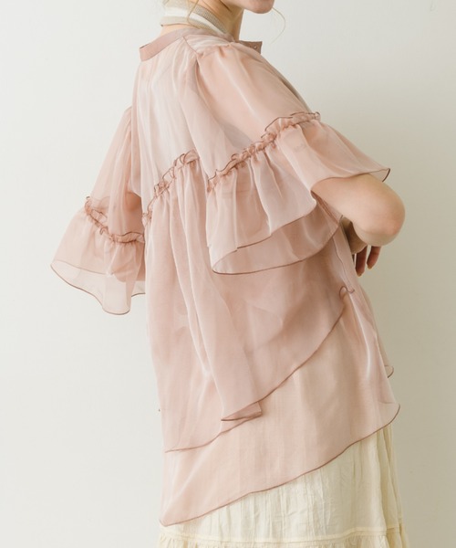 idem(イデム)の「back tiered chiffon blouse/ティアードフリルシフォンブラウス(シャツ/ブラウス・レディース・ピンク/ブルー/ブラック・FREE)」の3枚目の写真
