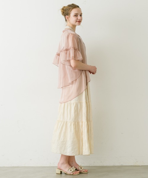 idem(イデム)の「back tiered chiffon blouse/ティアードフリルシフォンブラウス(シャツ/ブラウス・レディース・ピンク/ブルー/ブラック・FREE)」の14枚目の写真