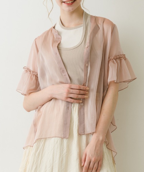 idem(イデム)の「back tiered chiffon blouse/ティアードフリルシフォンブラウス(シャツ/ブラウス・レディース・ピンク/ブルー/ブラック・FREE)」の6枚目の写真