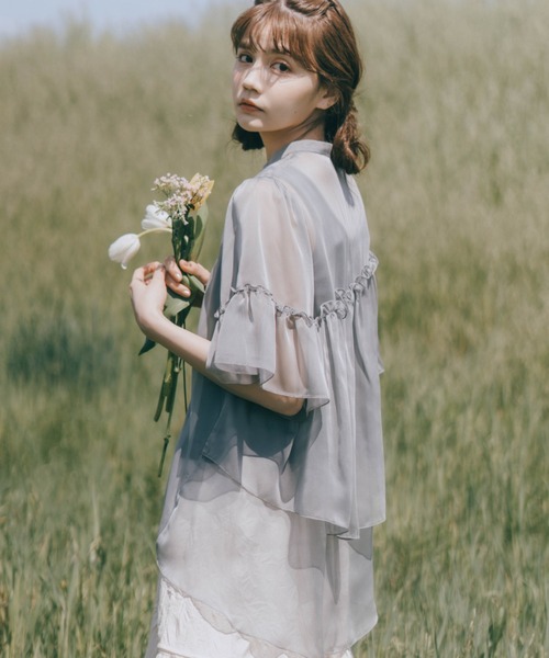 idem(イデム)の「back tiered chiffon blouse/ティアードフリルシフォンブラウス(シャツ/ブラウス・レディース・ピンク/ブルー/ブラック・FREE)」の5枚目の写真
