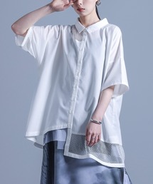 メッシュ切替アシメデザインシャツ