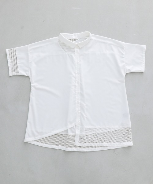 kOhAKU(コハク)の「『メッシュ切替アシメデザインシャツ』(シャツ/ブラウス・レディース・ブラック/オフホワイト・FREE)」の16枚目の写真