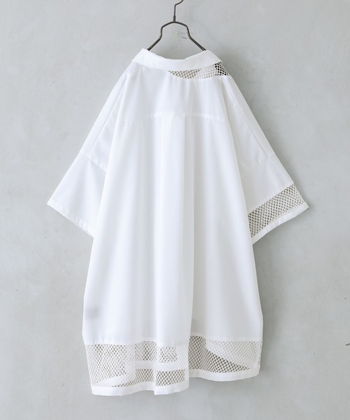 kOhAKU(コハク)の「『メッシュ切替アシメデザインシャツ』(シャツ/ブラウス・レディース・ブラック/オフホワイト・FREE)」の19枚目の写真