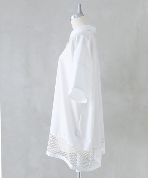 kOhAKU(コハク)の「メッシュ切替アシメデザインシャツ(シャツ/ブラウス・レディース・ブラック/オフホワイト・FREE)」の20枚目の写真