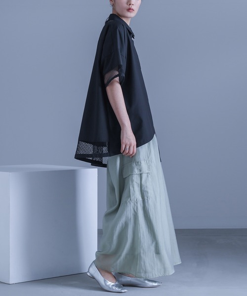 kOhAKU(コハク)の「メッシュ切替アシメデザインシャツ(シャツ/ブラウス・レディース・ブラック/オフホワイト・FREE)」の19枚目の写真