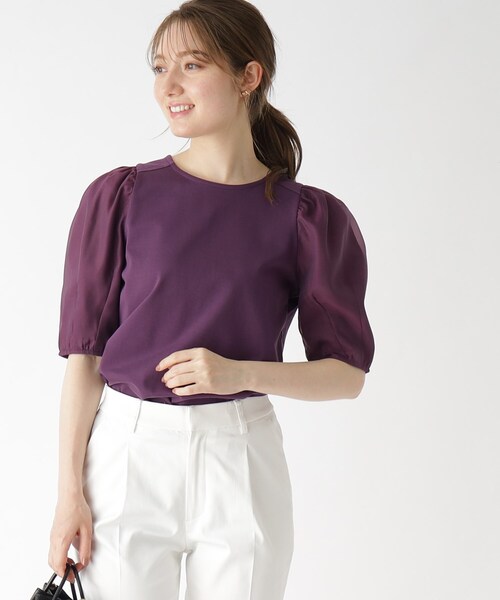 シアータックスリーブトップス【洗濯機洗い可・イージーケア】