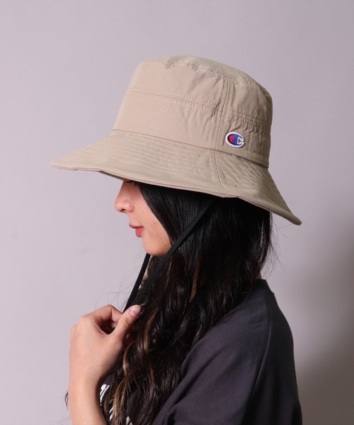 Champion(チャンピオン)の「(LF)【Champion】ブランド ワッペン あご紐付き タフタハット(ハット・レディース・モスグリーン/ネイビー/ブラック/グレイッシュベージュ・ONE SIZE)」の13枚目の写真