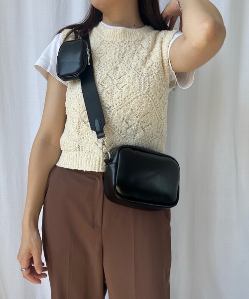 Miscere（ミスケーレ）の「◇【マルチケース付き】スクエアミニショルダーバッグ GLBG-001（ショルダーバッグ・レディース・アイボリー/ブラック・FREE）」の10枚目の写真