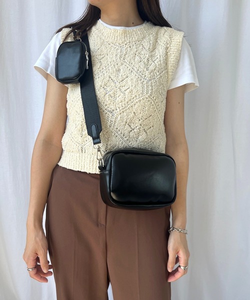 Miscere（ミスケーレ）の「◇【マルチケース付き】スクエアミニショルダーバッグ GLBG-001（ショルダーバッグ・レディース・アイボリー/ブラック・FREE）」の12枚目の写真