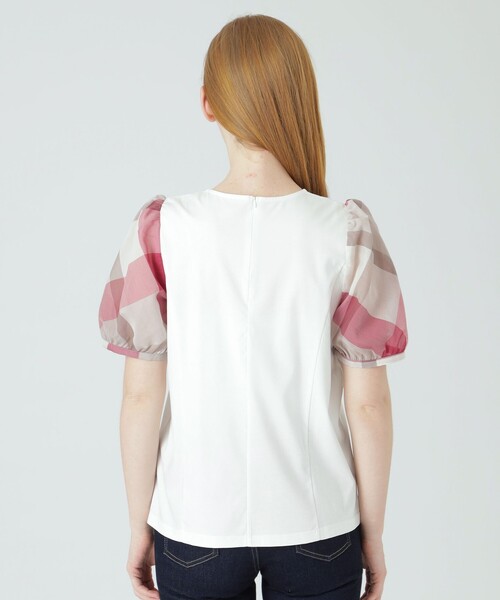 BLUE LABEL CRESTBRIDGE(ブルーレーベルクレストブリッジ)の「コットンスムースジャージートップス(Tシャツ/カットソー・レディース・ホワイト/ダークネイビー/ブルー系その他4・38)」の8枚目の写真