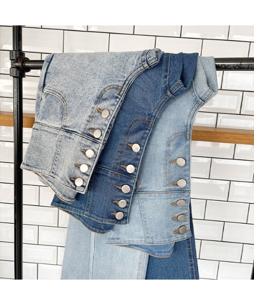 ad thie（アドティエ）の「ストレート ハイウエストスキニーパンツ（デニムパンツ・レディース・ダークブルー/ライトインディゴブルー/スカイブルー・LARGE/MEDIUM/SMALL）」の14枚目の写真