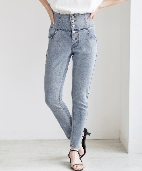 ad thie（アドティエ）の「ストレート ハイウエストスキニーパンツ（デニムパンツ・レディース・ダークブルー/ライトインディゴブルー/スカイブルー・LARGE/MEDIUM/SMALL）」の17枚目の写真