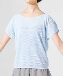 チャコット　ノーソーイングニット　レースニットTシャツ　M  BODYCOOL Chacott（チャコット）の「【BODY COOL糸使用 ノーソーイング
