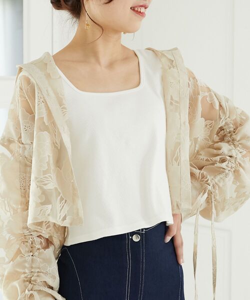 MAJESTIC LEGON(マジェスティックレゴン)の「スクエアネックタンクトップ(タンクトップ・レディース・オフホワイト/ピンク/グリーン/ブラック・MEDIUM)」の14枚目の写真