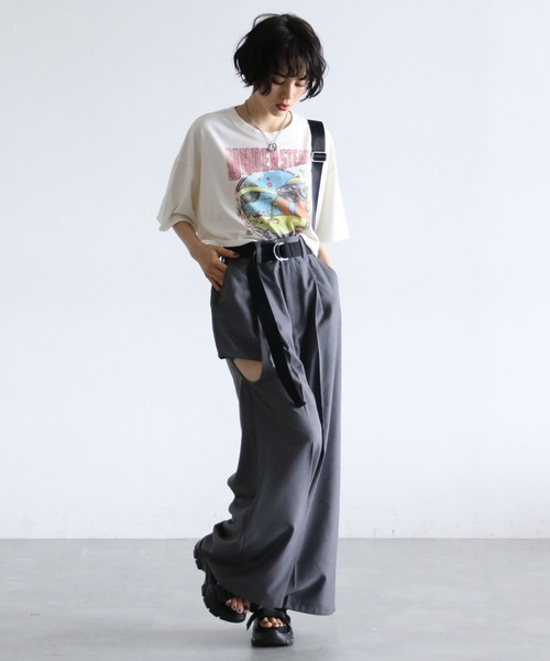 PAGEBOY（ページボーイ）の「ショートロックT（Tシャツ/カットソー・レディース・チャコールグレー/オレンジ系その他/オフホワイト・FREE）」の7枚目の写真