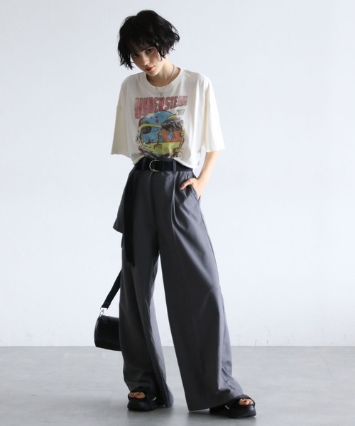 PAGEBOY（ページボーイ）の「ショートロックT（Tシャツ/カットソー・レディース・チャコールグレー/オレンジ系その他/オフホワイト・FREE）」の9枚目の写真