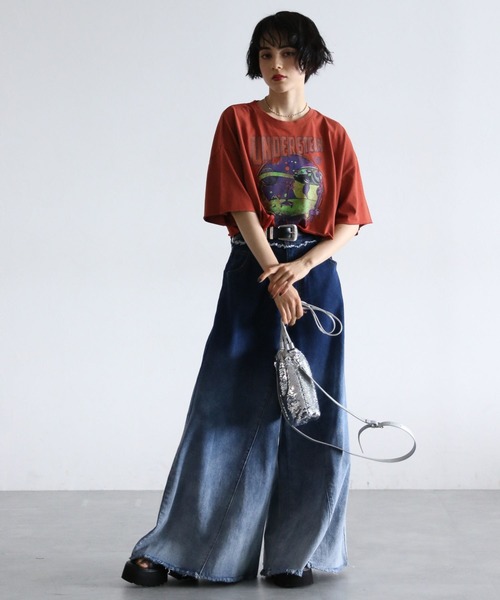 PAGEBOY（ページボーイ）の「ショートロックT（Tシャツ/カットソー・レディース・チャコールグレー/オレンジ系その他/オフホワイト・FREE）」の14枚目の写真