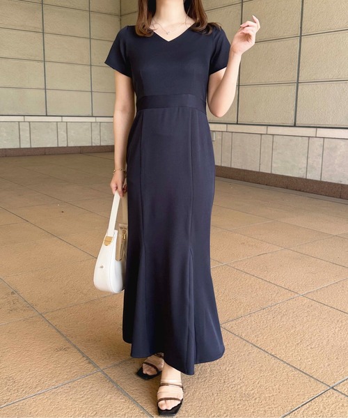レディース apres jour 袖フレアマーメイドワンピース ブラック系その他