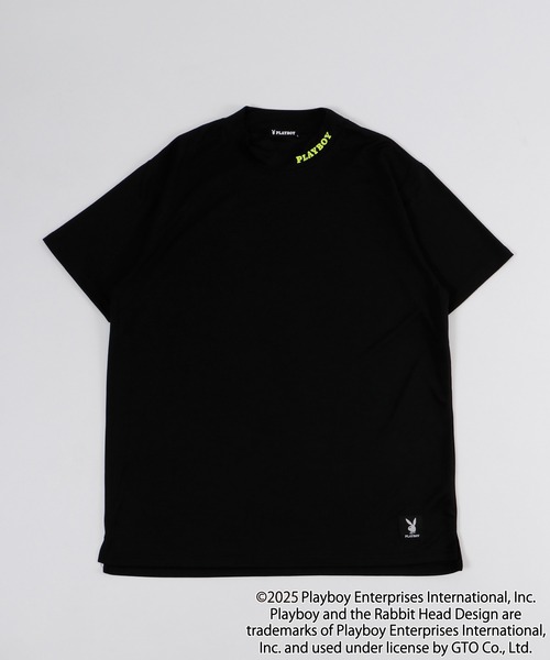 PLAYBOY（プレイボーイ）の「PLAYBOY 吸汗速乾ハイネック半袖Tシャツ（Tシャツ/カットソー・メンズ・イエロー/オレンジ/ブラック系/イエロー系/ブラック/グレー・XL/L/M）」の3枚目の写真