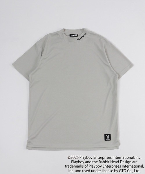 PLAYBOY（プレイボーイ）の「PLAYBOY 吸汗速乾ハイネック半袖Tシャツ（Tシャツ/カットソー・メンズ・イエロー/オレンジ/ブラック系/イエロー系/ブラック/グレー・XL/L/M）」の4枚目の写真