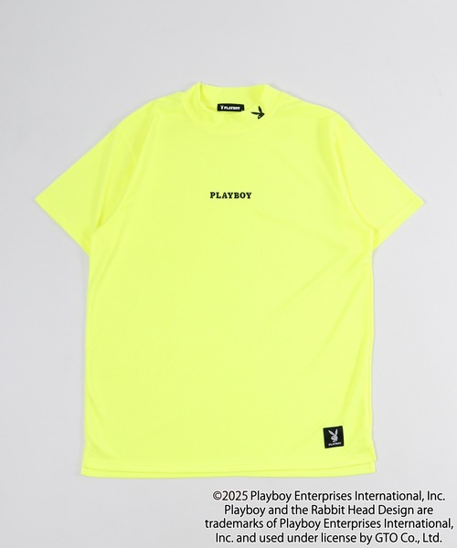 PLAYBOY（プレイボーイ）の「PLAYBOY 吸汗速乾ハイネック半袖Tシャツ（Tシャツ/カットソー・メンズ・イエロー/オレンジ/ブラック系/イエロー系/ブラック/グレー・XL/L/M）」の5枚目の写真