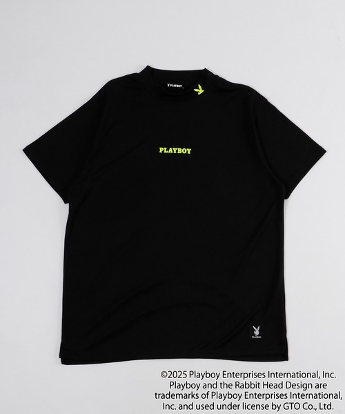 PLAYBOY（プレイボーイ）の「PLAYBOY 吸汗速乾ハイネック半袖Tシャツ（Tシャツ/カットソー・メンズ・イエロー/オレンジ/ブラック系/イエロー系/ブラック/グレー・XL/L/M）」の2枚目の写真