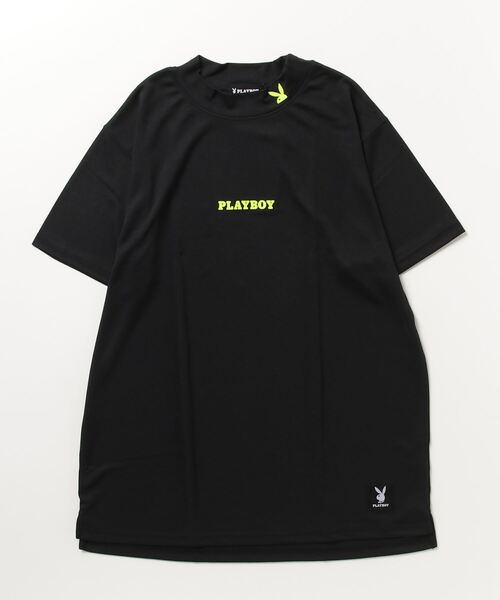 PLAYBOY（プレイボーイ）の「PLAYBOY 吸汗速乾ハイネック半袖Tシャツ（Tシャツ/カットソー・メンズ・イエロー/オレンジ/ブラック系/イエロー系/ブラック/グレー・XL/L/M）」の7枚目の写真
