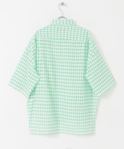 ITEMS URBANRESEARCH（アイテムズ アーバンリサーチ）の「シアサッカーチェック ショートスリーブシャツ（シャツ/ブラウス・メンズ・グリーン/ブラック/ブルー・LARGE/MEDIUM）」の9枚目の写真