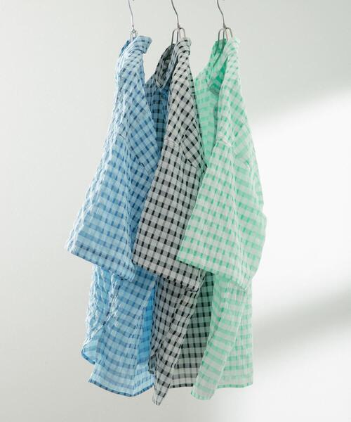 ITEMS URBANRESEARCH（アイテムズ アーバンリサーチ）の「シアサッカーチェック ショートスリーブシャツ（シャツ/ブラウス・メンズ・グリーン/ブラック/ブルー・LARGE/MEDIUM）」の16枚目の写真