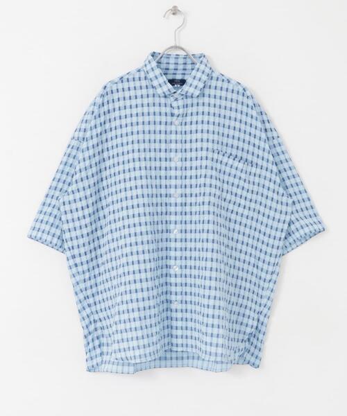 ITEMS URBANRESEARCH（アイテムズ アーバンリサーチ）の「シアサッカーチェック ショートスリーブシャツ（シャツ/ブラウス・メンズ・グリーン/ブラック/ブルー・LARGE/MEDIUM）」の17枚目の写真